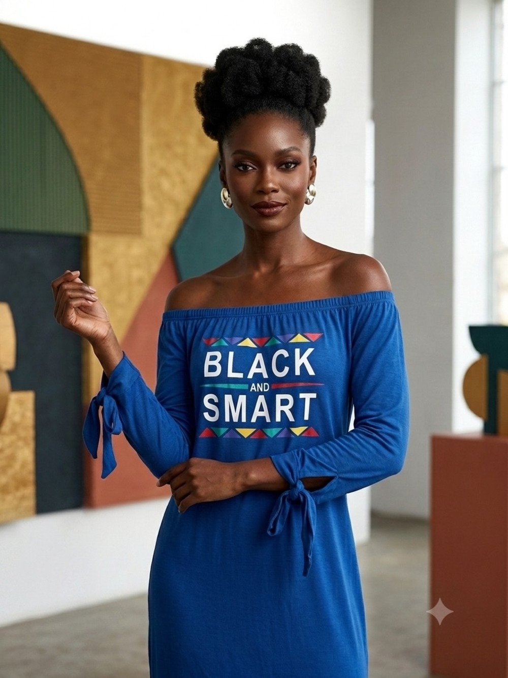 Off-Shoulder Blue "Black and Smart" Women's Dress NWOT